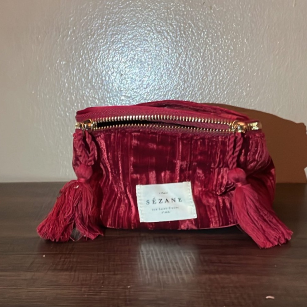 Sezane red velvet vanity case